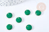 pendentif breloque plate ronde en laiton brut émail vert 10mm, x 5 (G8553)