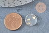 pendentif disque acétate transparent feuille d'or, Perle géométrique ronde pour création bijoux 13.5mm, x5 G4659
