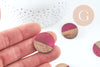 pendentif disque bois résine prune,bois naturel,perles bois,Perle géométrique,perle ronde,perle ronde bois,25mm,x5 G4639