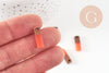 pendentif goutte bois résine rectangle orange corail 17mm,x5 (G4662)