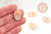 pendentif ovale bois résine rose clair, perle bois naturel, Perle géométrique,perle création bijoux bois,23mm,x5 G3782