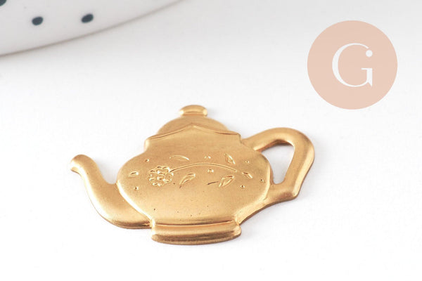 pendentif théière en laiton, x1 (G7528)