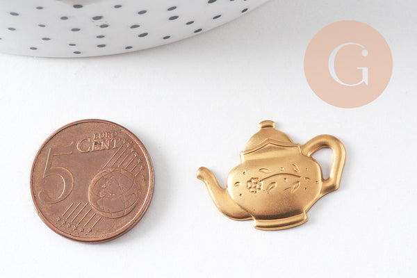 pendentif théière en laiton, x1 (G7528)