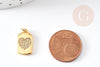 pendentifrectangle coeur laiton doré 18k cristal sans nickel 17mm, x1 (G3479)