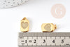 pendentifrectangle coeur laiton doré 18k cristal sans nickel 17mm, x1 (G3479)