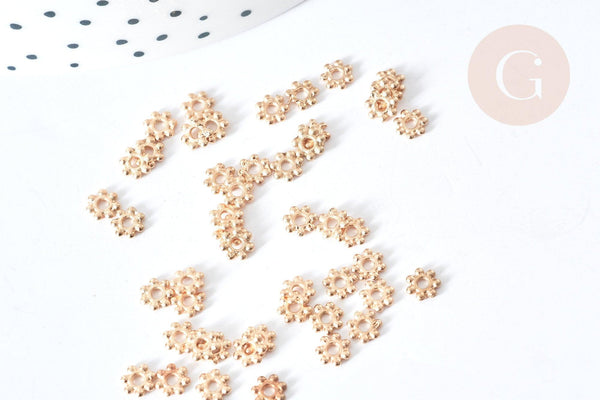 perle intercalaire fleur Marguerite zamac doré 4.5x1mm, fabrication de bijoux, x50 G8070