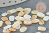 Perle plate ovale nacre blanche naturelle 7-10mm, perle coquillage ivoire naturels, x 20gr (G5847)