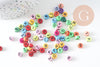 perle ronde Lettre Alphabet plastique multicolore,perle plastique,création bracelet mots, x10Gr (G1970)
