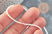 Perle ronde nacre blanche,perles coquillage,coquillage naturel,fil 40cm,2.5mm, x1 (G5449)