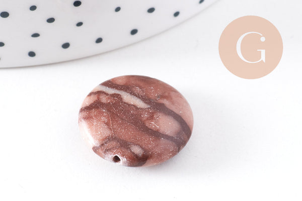 perles jaspe marron zébré naturel, x5 (G4895)