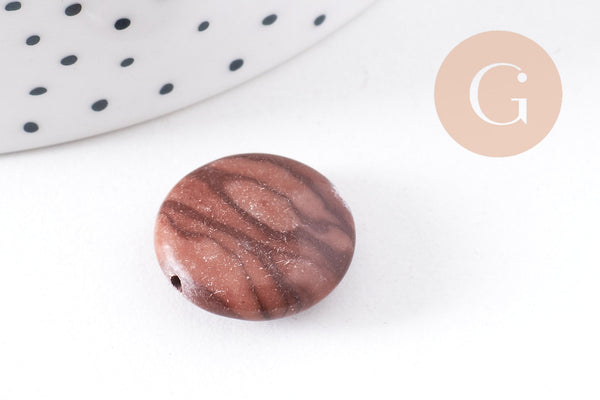 perles jaspe marron zébré naturel, x5 (G4895)