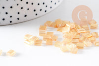 perles rocaille carré verre rectangle or nacré tila,4.5mm,2 trous, x50 (G4453)