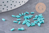 perles rocaille verre rectangle bleu turquoise façon tila, 2mm,2 trous, x50 (1.2 Gr) (G4603)