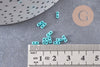 perles rocaille verre rectangle bleu turquoise façon tila, 2mm,2 trous, x50 (1.2 Gr) (G4603)