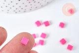 perles rocaille verre rectangle rose fluorescent, perle carré création bracelet, perle tila,4.5mm,2 trous, x50 (4.8 GR) (G6960)