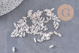 perles rocaille verre rectangle rose très clair opaque, perle carré création bracelet, perle tila, 2mm,2 trous, x50 (1.2 Gr) (G4605)
