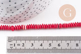 perles rondelles bambou de mer rouge, perles imitation corail, corail naturel, fil de 40cm, 7-7.5mm, x1 (G3886)