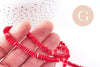 perles rondelles bambou de mer rouge, perles imitation corail, corail naturel, fil de 40cm, 7-7.5mm, x1 (G3886)