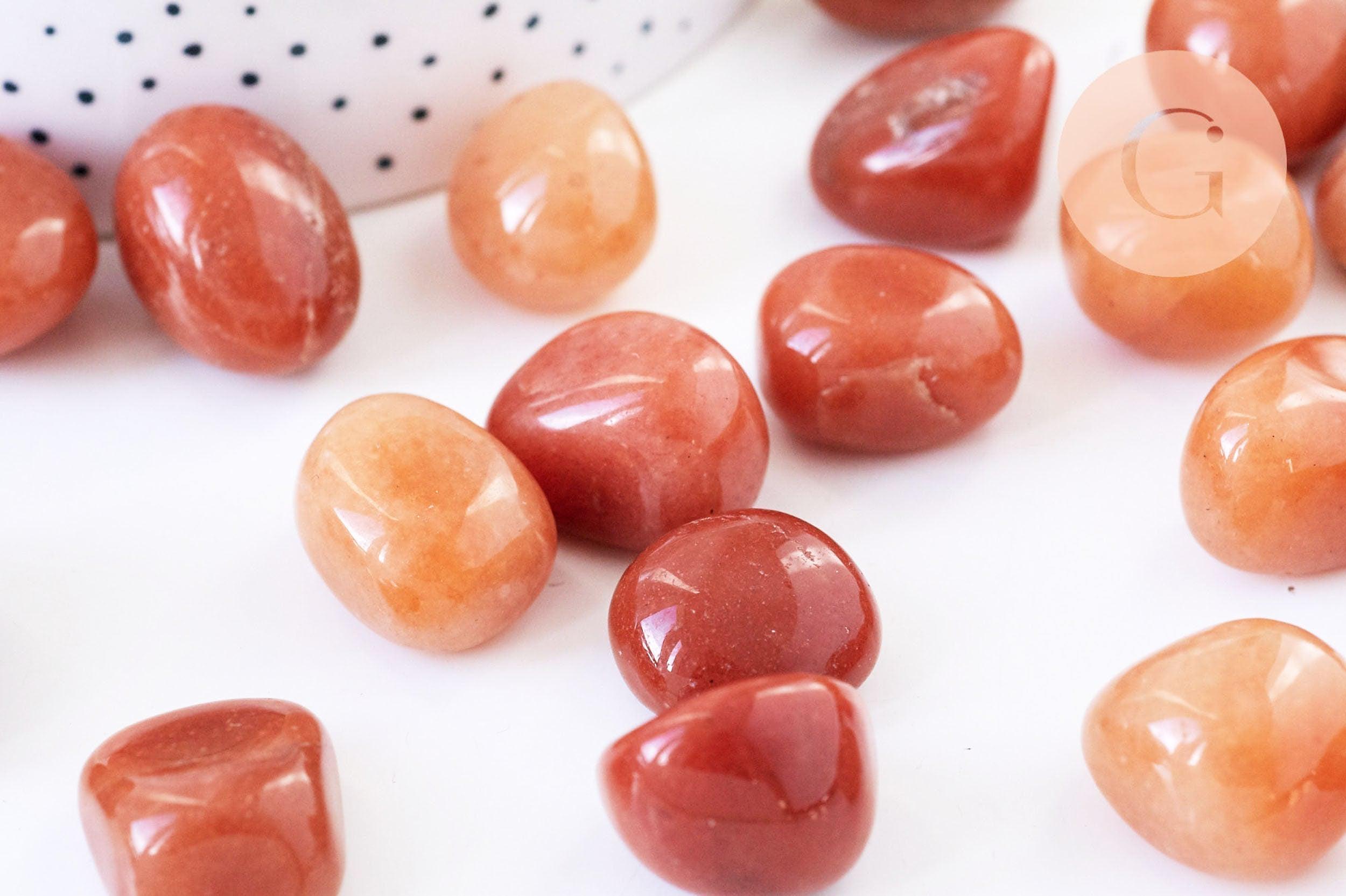 Pierre aventurine rouge naturelle brut roulée 22-30mm, x20gr (G5780)