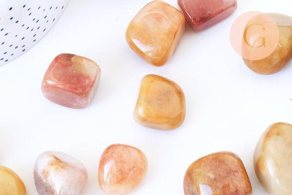 Pierre jade topaze naturel roulé 22-30mm, x20g (G5779)